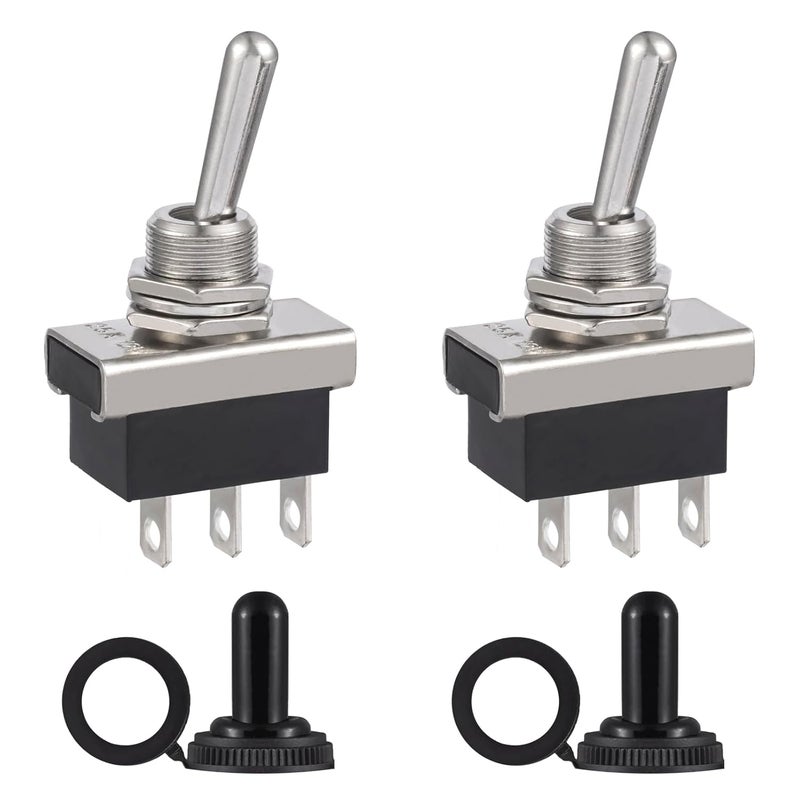 VEXUNGA KN3D-102 Toggle Switch 12V 25A ON-ON 3 Pin 2 Position SPDT Switches with Waterproof Cap for Auto Car (Pack of 2pcs) - Image 1